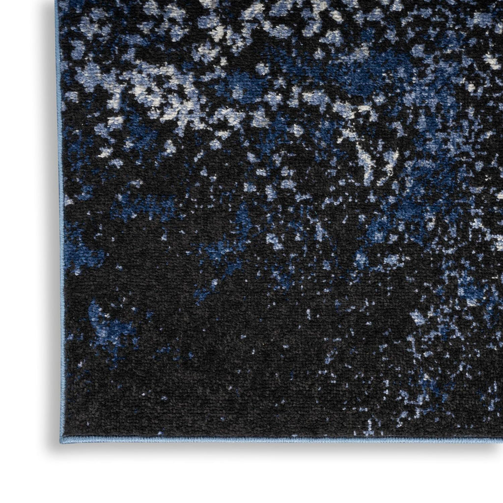 Nourison Passion Light Blue/Black 2'2'' X 10' Area-Rug, Modern, Abstract, Easy-Cleaning, Non Shedding, Bed Room, Living Room, Di