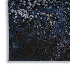 Nourison Passion Light Blue/Black 2'2'' X 10' Area-Rug, Modern, Abstract, Easy-Cleaning, Non Shedding, Bed Room, Living Room, Di