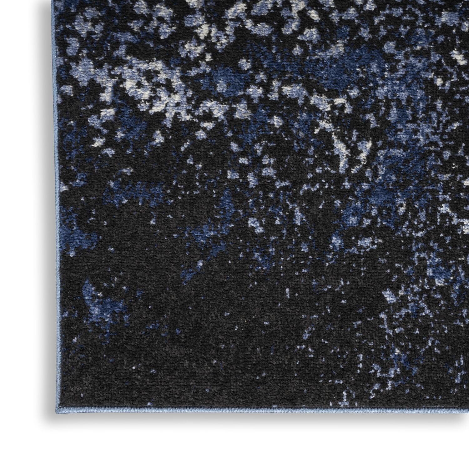 Nourison Passion Light Blue/Black 2'2'' X 10' Area-Rug, Modern, Abstract, Easy-Cleaning, Non Shedding, Bed Room, Living Room, Di