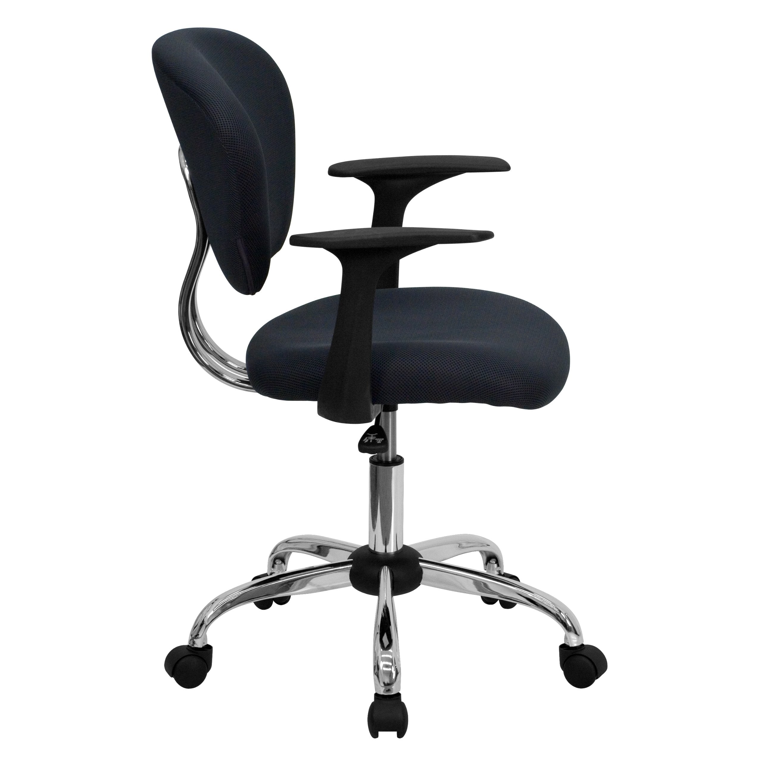 Flash Furniture Beverly Mid-Back Gray Mesh Padded Swivel Task Office Chair with Chrome Base and Arms