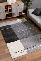 HomeRoots Grey 100% Twisted Polyester 5â€ x 8â€ Gray Modern Geometric Area Rug