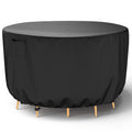 Brosyda Round Patio Furniture Cover, Waterproof Outdoor Table Covers, Windproof Heavy Duty Patio Furniture Cover For Outdoor Table Chair Furniture Set, Tear Resistant, 110'Dia X 28'H, Black