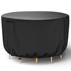 Brosyda Round Patio Furniture Cover, Waterproof Outdoor Table Covers, Windproof Heavy Duty Patio Furniture Cover For Outdoor Table Chair Furniture Set, Tear Resistant, 110'Dia X 28'H, Black