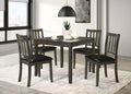 Coaster Home Furnishings Parkwood 5-Piece Dining Set with Square Table and Slat Back Side Chairs Charcoal Grey and Black