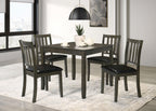 Coaster Home Furnishings Parkwood 5-Piece Dining Set with Square Table and Slat Back Side Chairs Charcoal Grey and Black