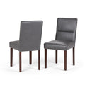 SIMPLIHOME Ashford Dining Chairs - Upholstered Solid Hardwood and Vegan Leather Parsons Chair Set in Stone Grey, Contemporary Di