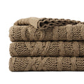 Battilo Camel Tan Throw Blanket For Couch,51 'X67 ', Cable Chenille Knitted Throw Blankets For Bed, Sofa, Chair,Living Room, S