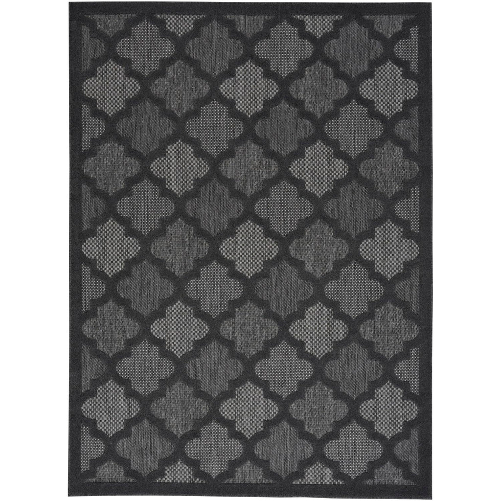 Nourison Easy Care Moroccan Charcoal/Black 5' X 7' Area Rug, Trellis, Easy Cleaning, Non Shedding, Bed Room, Living Room, Dining Room, Backyard, Deck, Patio (5X7)