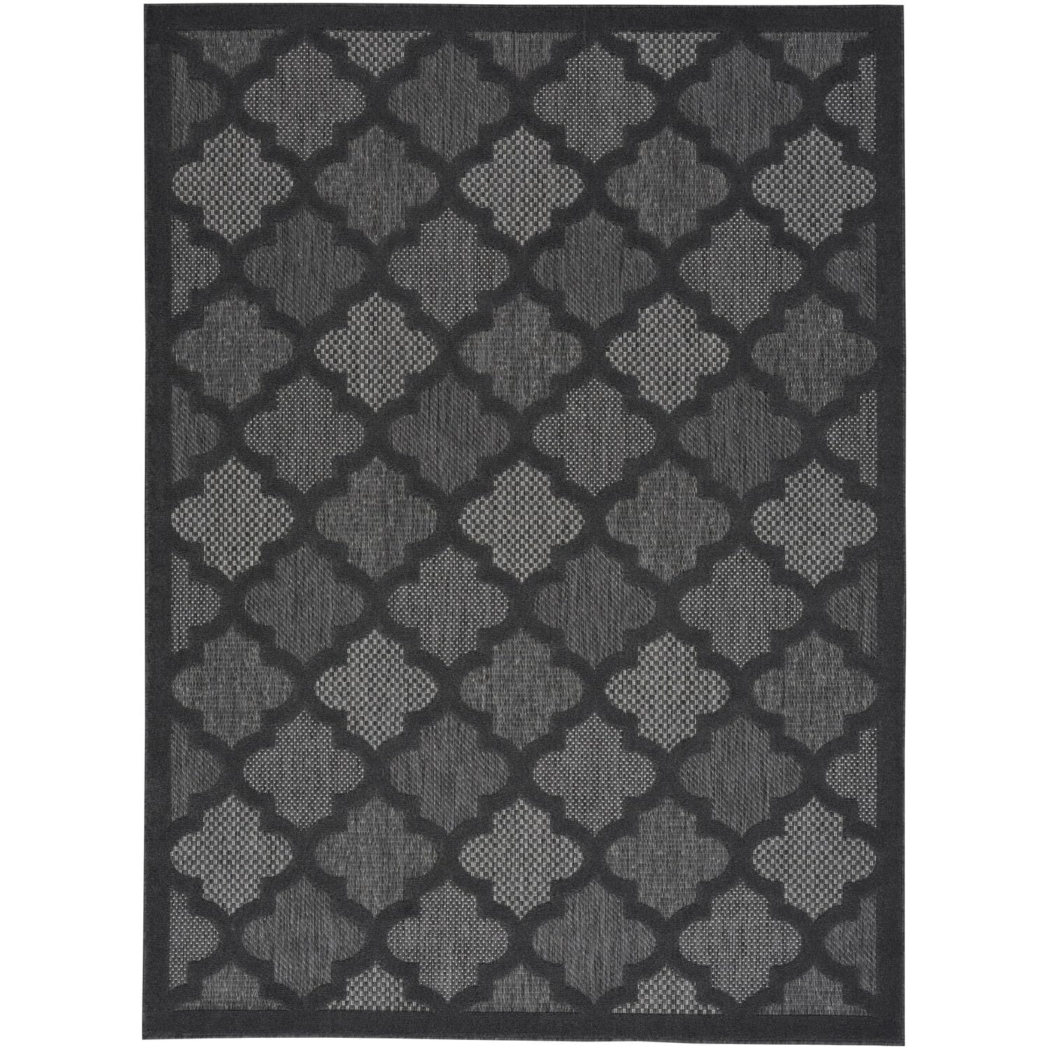 Nourison Easy Care Moroccan Charcoal/Black 5' X 7' Area Rug, Trellis, Easy Cleaning, Non Shedding, Bed Room, Living Room, Dining Room, Backyard, Deck, Patio (5X7)