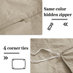 Nexhome Pro Duvet Cover Set 100% Washed Cotton Oversized King 120'X98' Linen Feel Textured Organic Natural 3 Pieces Bedding Set With Zipper Closure And Corner Ties, Breathable Soft (No Comforter)