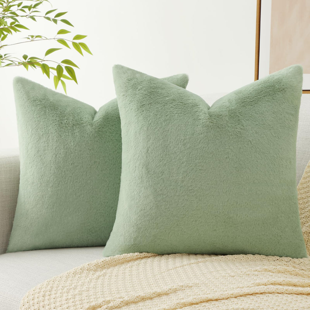 Pallene Faux Fur Plush Throw Pillow Covers 20x20 Set of 2 - Luxury Soft Fluffy Cozy Decorative Pillow Covers for Sofa, Couch, Li
