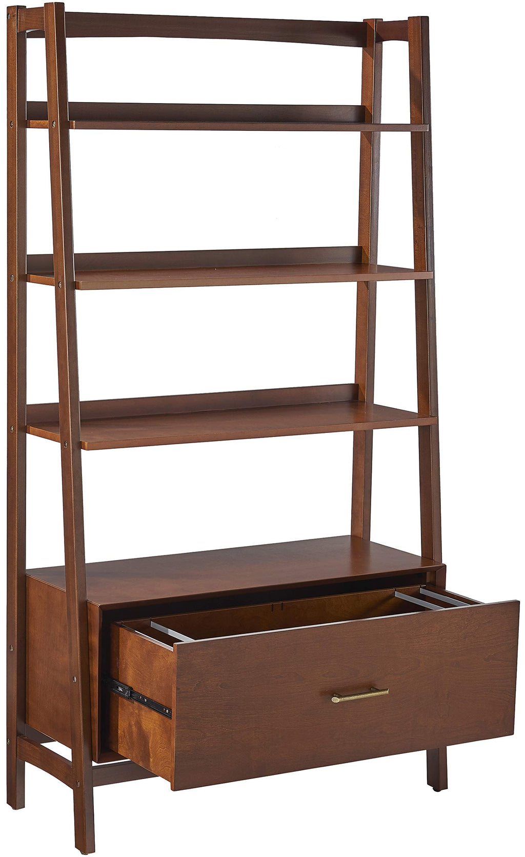 Crosley Furniture Landon Large Bookshelf Etagere, Bookcase Storage with Shelves and File Drawer, Mahogany
