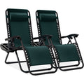 Best Choice Products Set of 2 Adjustable Steel Mesh Zero Gravity Lounge Chair Recliners w/Pillows and Cup Holder Trays - Forest 