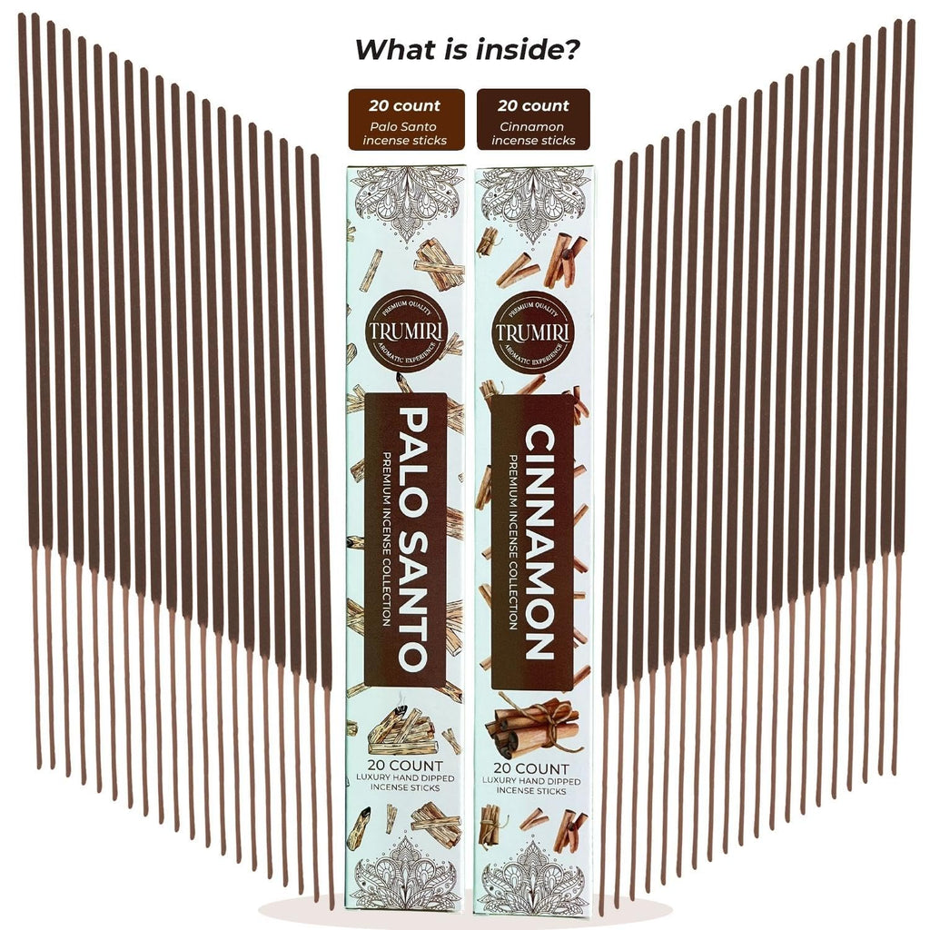 Trumiri Incense Sticks - Combo Pack Of 40 Insence-Sticks - 20 Palo Santo + 20 Cinnamon - Insenses - Insents - Incents - Inscense