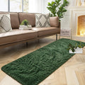 DweIke Soft Bedside Rug for Bedroom, 2x6 ft Plush Fluffy Carpets, Deep-Green Living Room Rugs for Girls Kids Room Nursery Home D