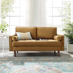 Modway Valour Performance Velvet Loveseat, Cognac Valour Performance Velvet Loveseat