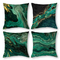 Teal Turquoise Marble Throw Pillow Covers Set Of 4 Emerald Dark Green Gold Pillow Cases 18X18 Inch Abstract Modern Decorative Cu