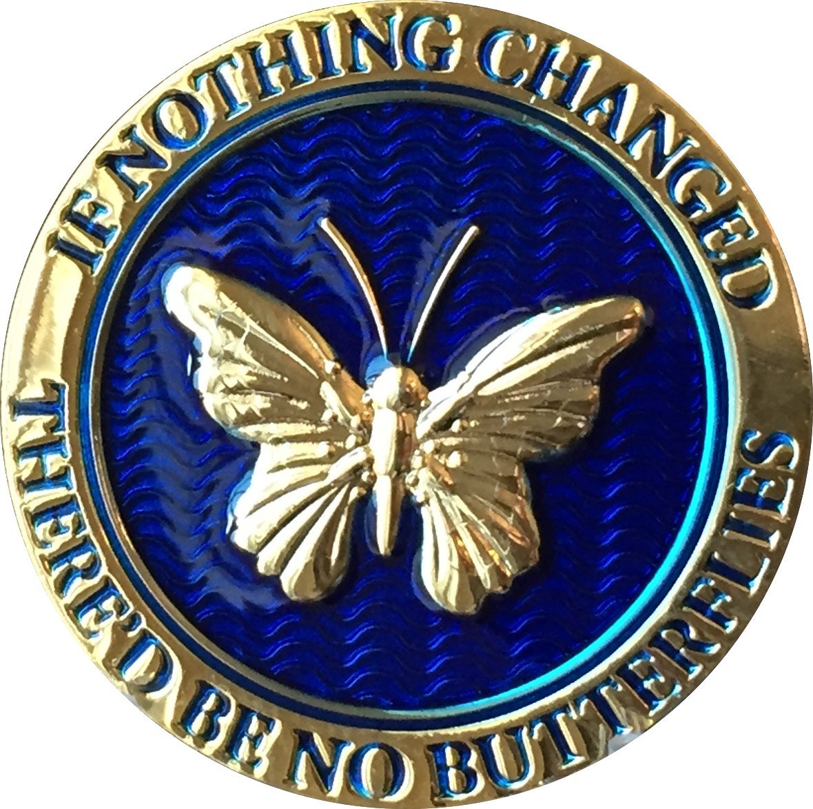 If Nothing Changed There'D Be No Butterflies Reflex Blue Gold Plated Medallion Butterfly Chip