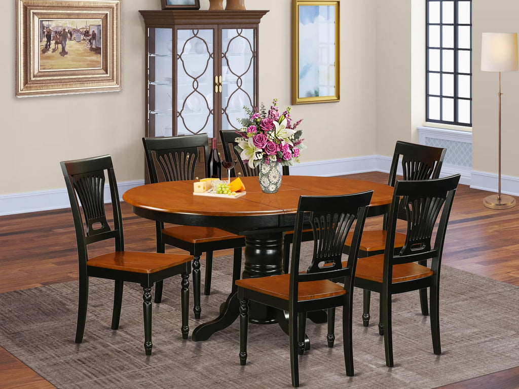 East West Furniture AVPL7-BCH-W 7 Piece Dining Room Furniture Set Consist of an Oval Kitchen Table with Butterfly Leaf and 6 Dining Chairs, 42x60 Inch, Black & Cherry