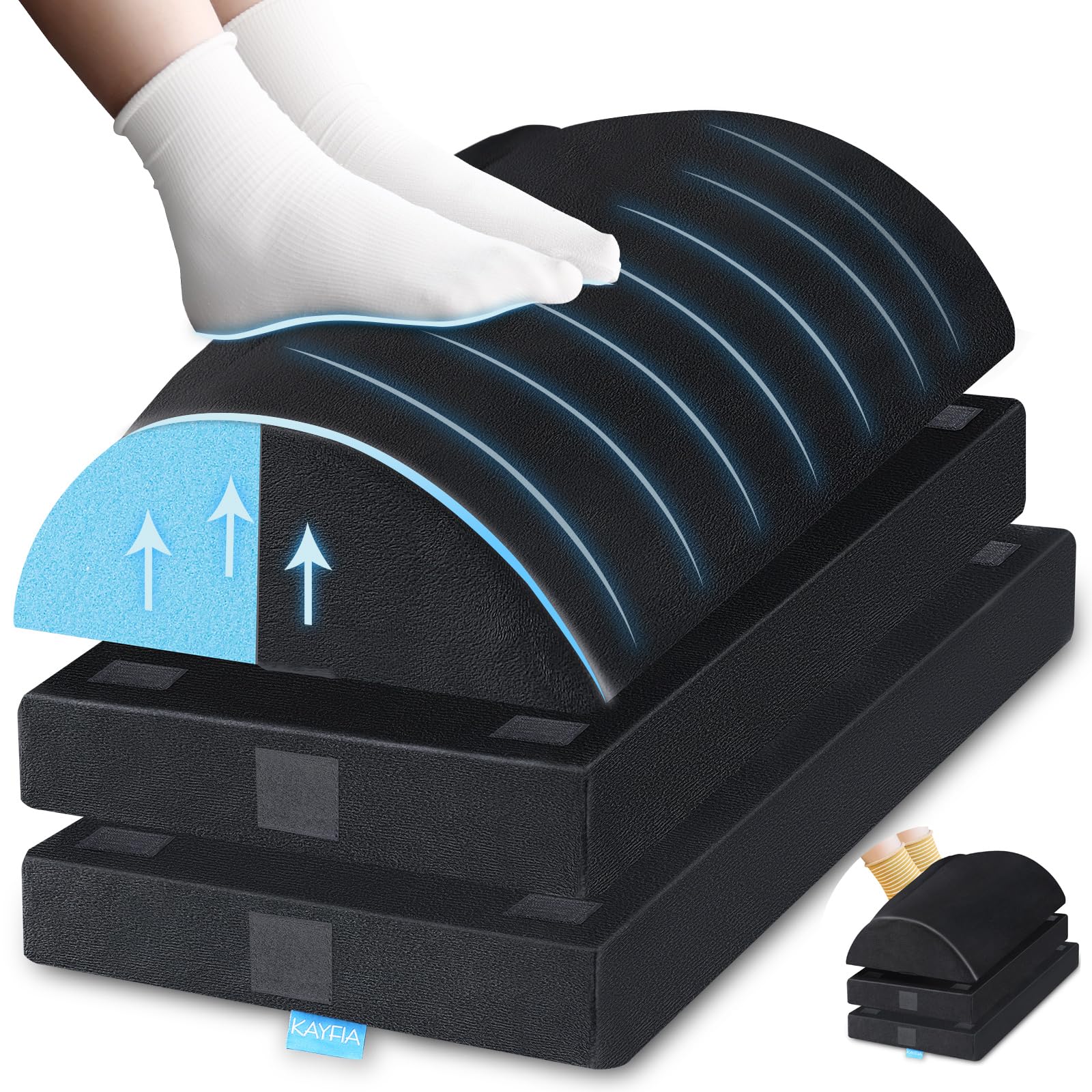 KAYFIA Foot Rest for Under Desk at Work XXL(20in) with 3 Adjustable Heights,Foot Stool with Supportive Gel Foam, Warmer Feet Poc