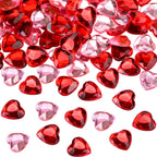 Red/Pink Acrylic Heart for Valentines Day, Wedding Heart Table Scatter Decoration, Flat Back Heart Rhinestones, 0.5 Inch (400 Pi