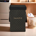 Kuber Industries NonWoven Laundry Basket, Clothes Hamper For Laundry Closet, Bedroom, Bathroom With Lid & Handles (Black)44KM0