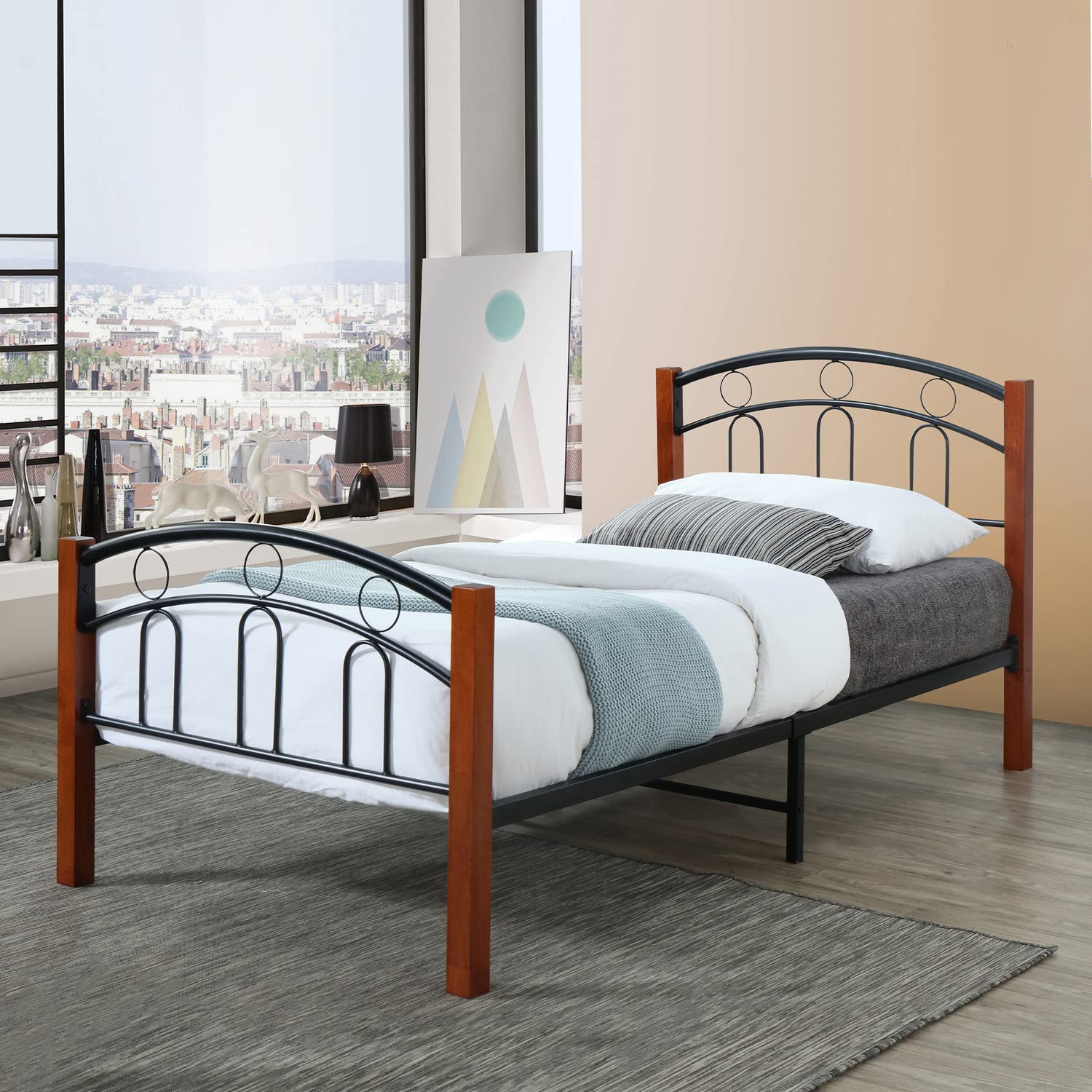 Better Home Products Empire Twin Size Platform Metal Bed Frame - Thumbnail 2