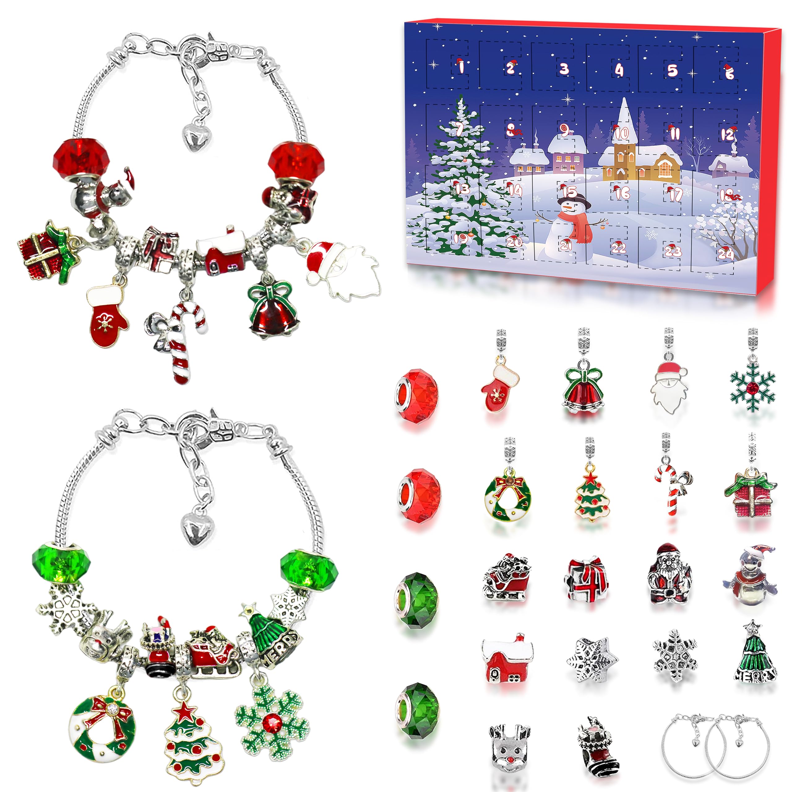 Novernat Charm Bracelet Advent Calendar 2024 DIY Jewelry Making Kit 24 Days Christmas Countdown Calendar for Girl Kids Teens