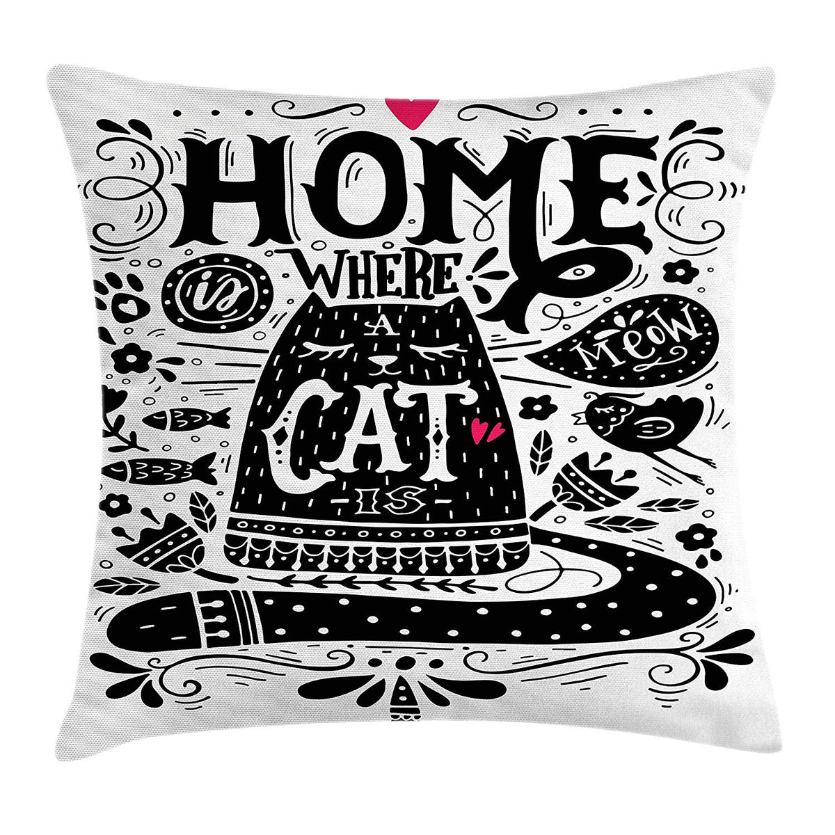 Kodiak Furniture Rdsfhsp Quote Home is Where A Cat is Inspirational Saying with A Hand Drawn Style Pet Flax Cushion Throw Pillow Cover/Case for Sofa Car Bedroom Etc Or Gifts Cotton 24x24 in