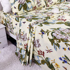 Fadfay Floral Sheets Twin Xl 100% Cotton 600 Tc White Flower And Green Leaves Bedding Dorm Room Extra Long Bed Sheet Countryside