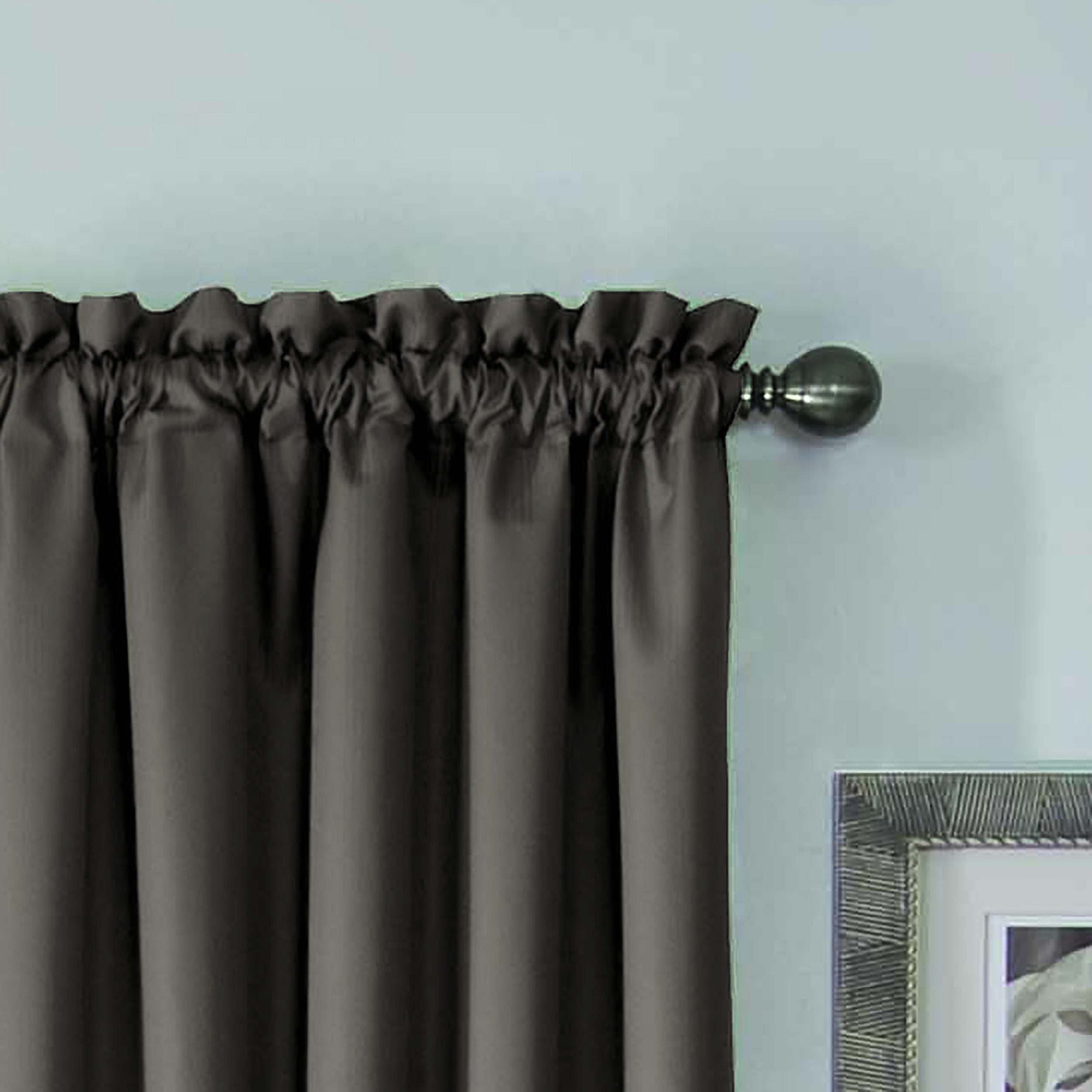 Eclipse Corinne Modern Blackout Thermal Rod Pocket Window Curtain For Bedroom Or Living Room (1 Panel), 42'' X 63'', Grey