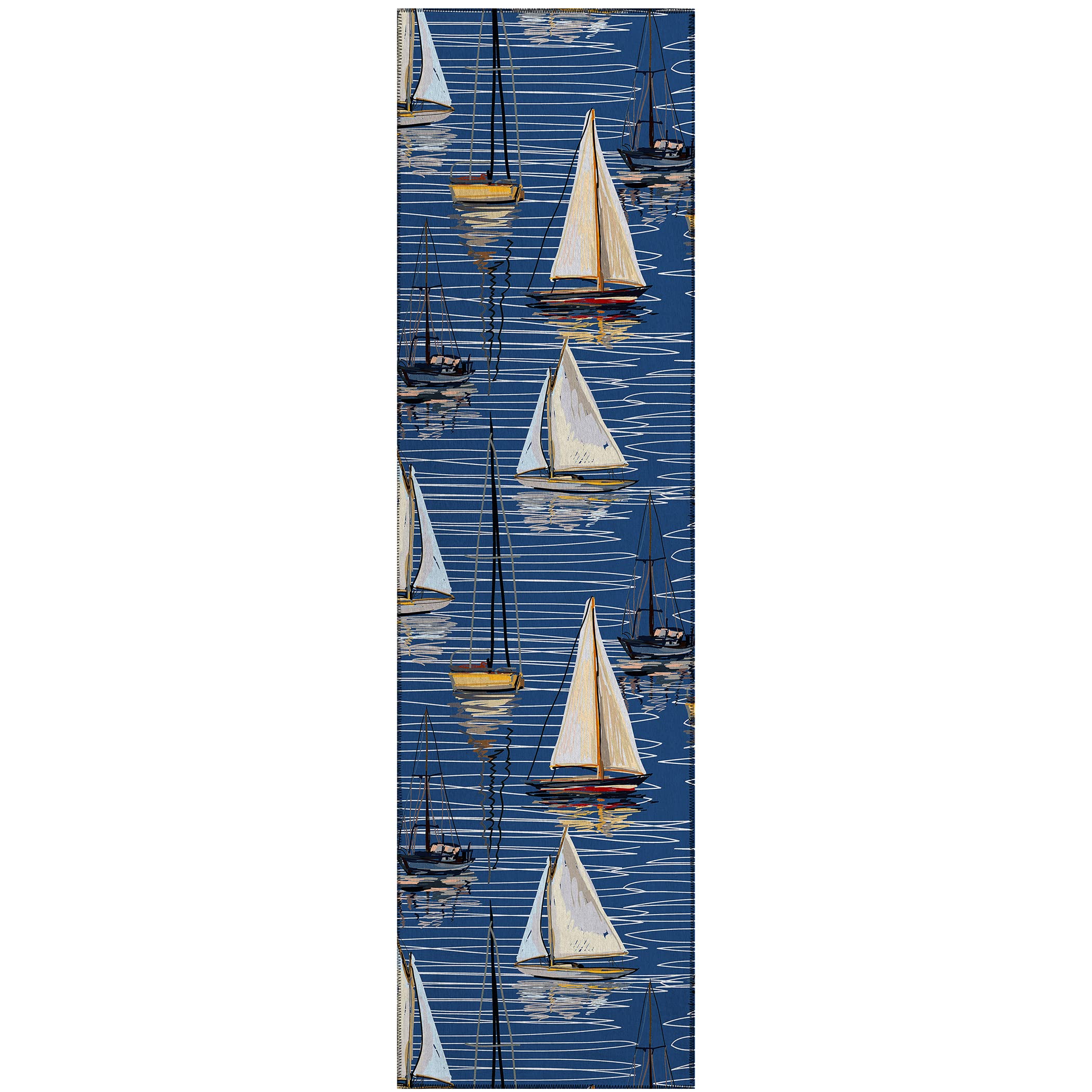 Addison Rugs Harpswell Ahp38 Blue 2'3" X 7'6" Indoor Outdoor Runner Rug, Easy Clean, Machine Washable, Non Shedding, Bedroom, Living Room, Dining Room, Kitchen, Patio Rug
