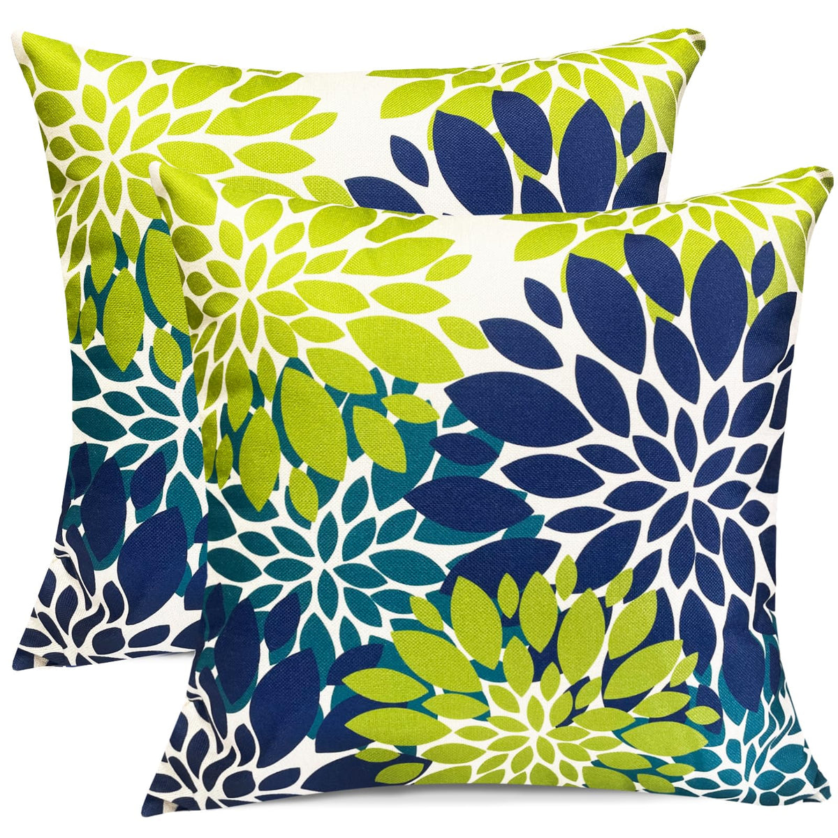 Rysmiyou Decorative Throw Pillow Covers Set Of 2 Blue Green Pillow Covers 18X18 Inch Couch Pillow Covers For Sofa Living Room Ou