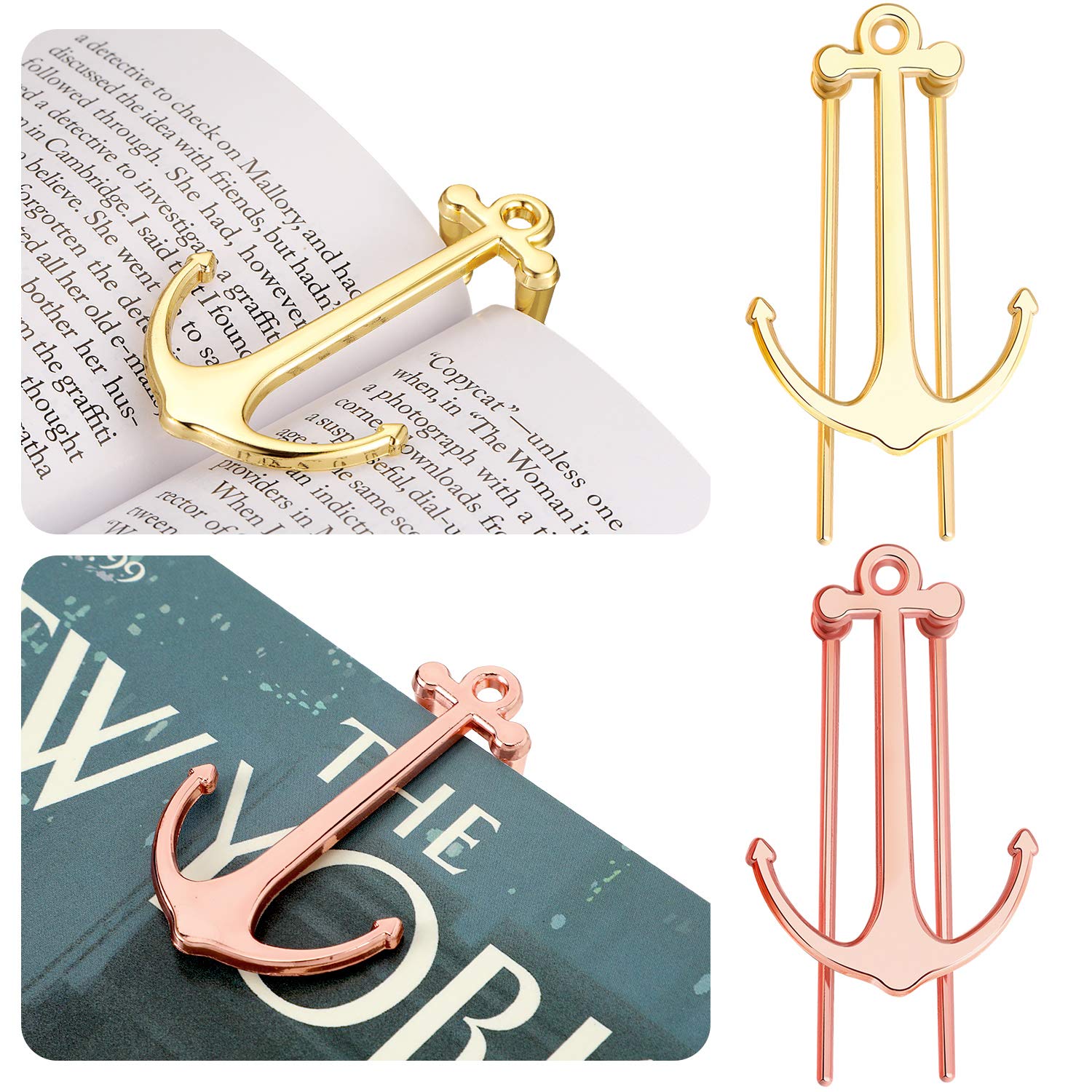 4 Pieces Bookmarks Book Page Holder Creative Bookmarks Book Page Marker Metal Page Holder For Home Office School Supplies (Golde