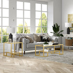 Henn&Hart 45' Wide Rectangular Coffee Table In Brass, Modern Coffee Tables For Living Room, Studio Apartment Essentials