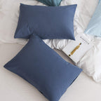 Jellymoni Pillowcases King Set Of 2 Cotton Envelope Pillow Covers Blue 20  36In Bed Pillow Cases 100% Washed Cotton Soft Breatha