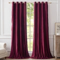 Bulbul Burgundy Curtains 95 Inch Length- Living Room Red Velvet Blackout Window Drapes Curtains Thermal Insulated Room Darkening