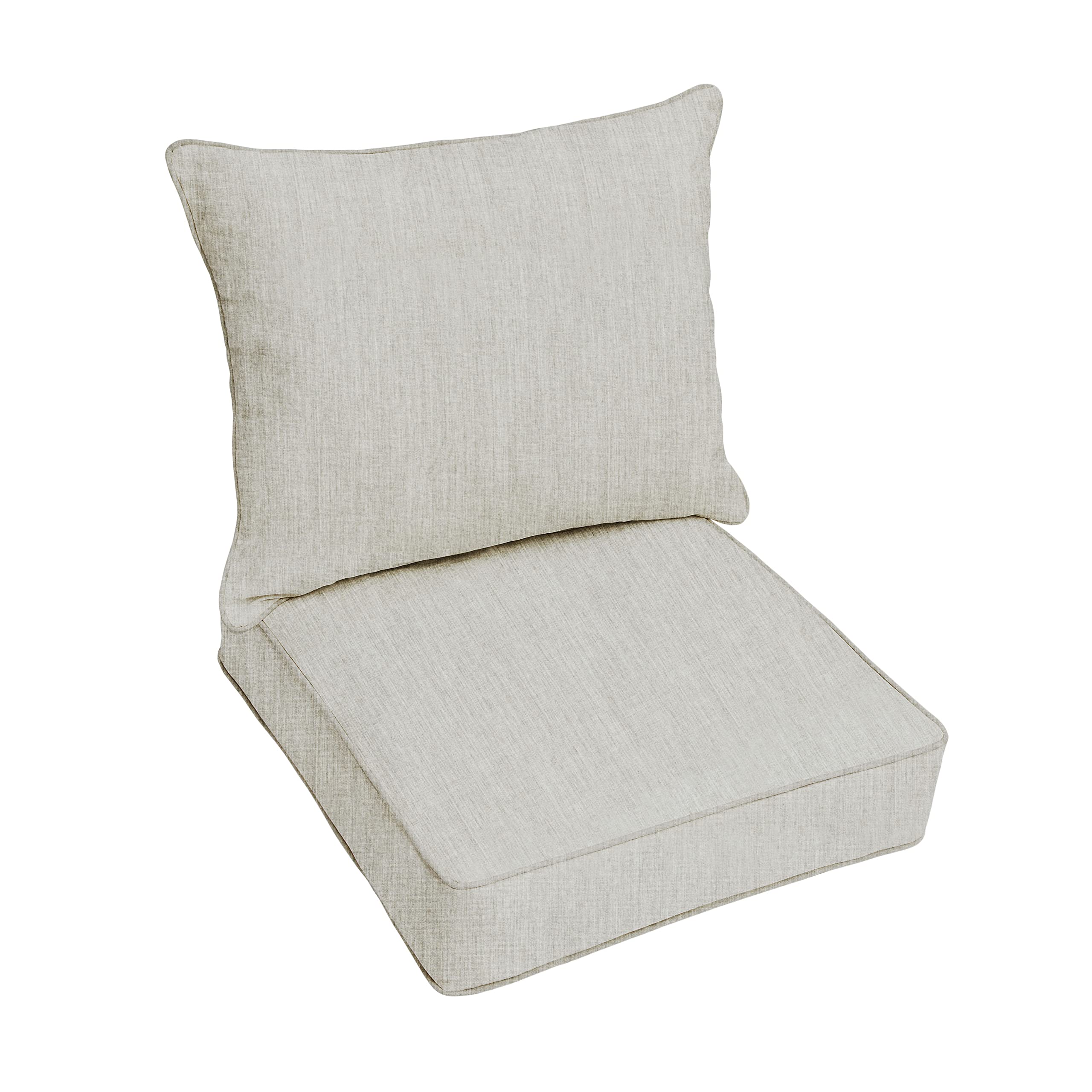 Sorra Home Indoor/Outdoor Corded 5 Inch Deep Seating Pillow And Cushion Set, 25 In X 25 In X 5 In, Canvas Granite