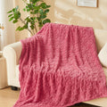Newcosplay Super Soft Throw Blanket Coral Pink Love Premium Silky Flannel Fleece 3D Heart Checkered Lightweight Bed Blanket All