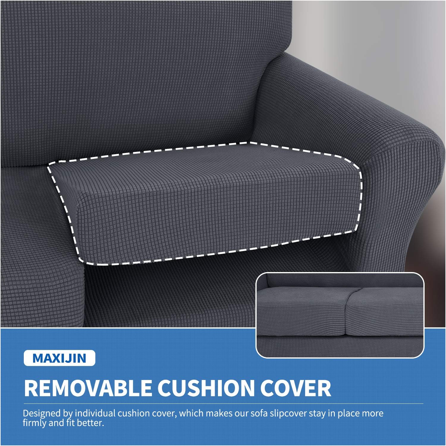 Maxijin 3 Piece Couch Covers For 2 Cushion Couch Super Stretch Loveseat Sofa Cover For Dogs Pet Proof Furniture Protector Non Sl