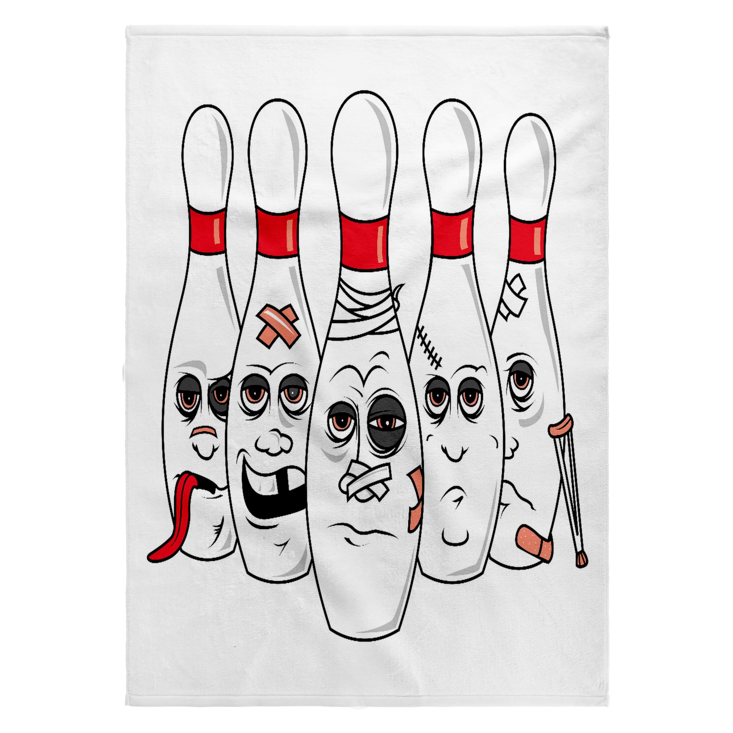 3dRose 22x30 Bath Hand Pool Towel - Funny Busted Up Injured Bowling Pins Cartoon Sports Design Sports and Hobbies Designs