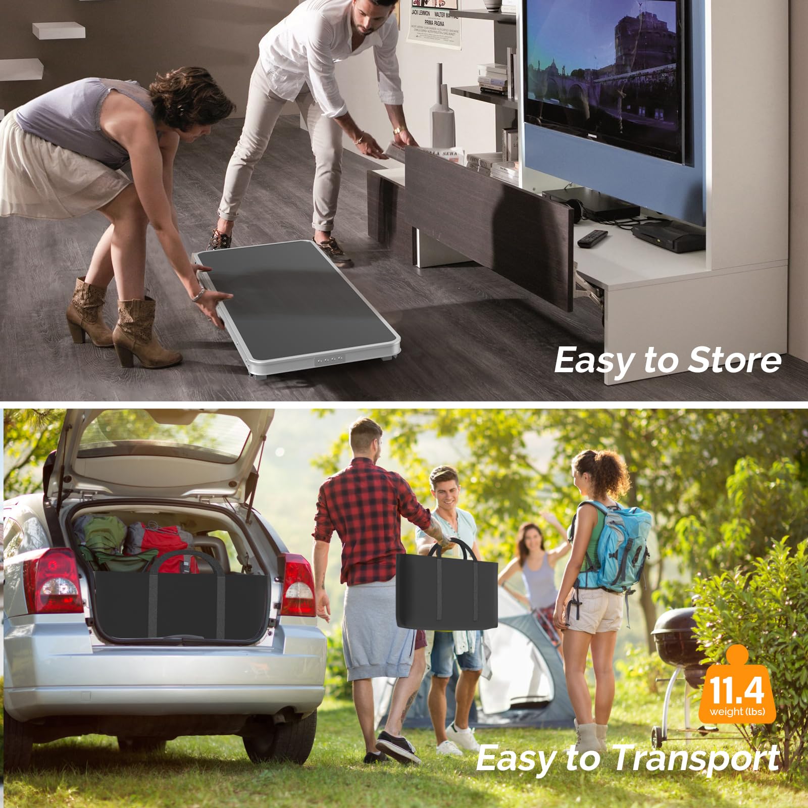 Vingli 43' Portable Bar Table, 3-Tier Shelves, Carry Bag,Mobile Bar Table For Events, Party, Camping, Picnic, Tradeshow, Outdoor & Indoor With Black Skirt(2, 43') (2) (Black-1P, 43')