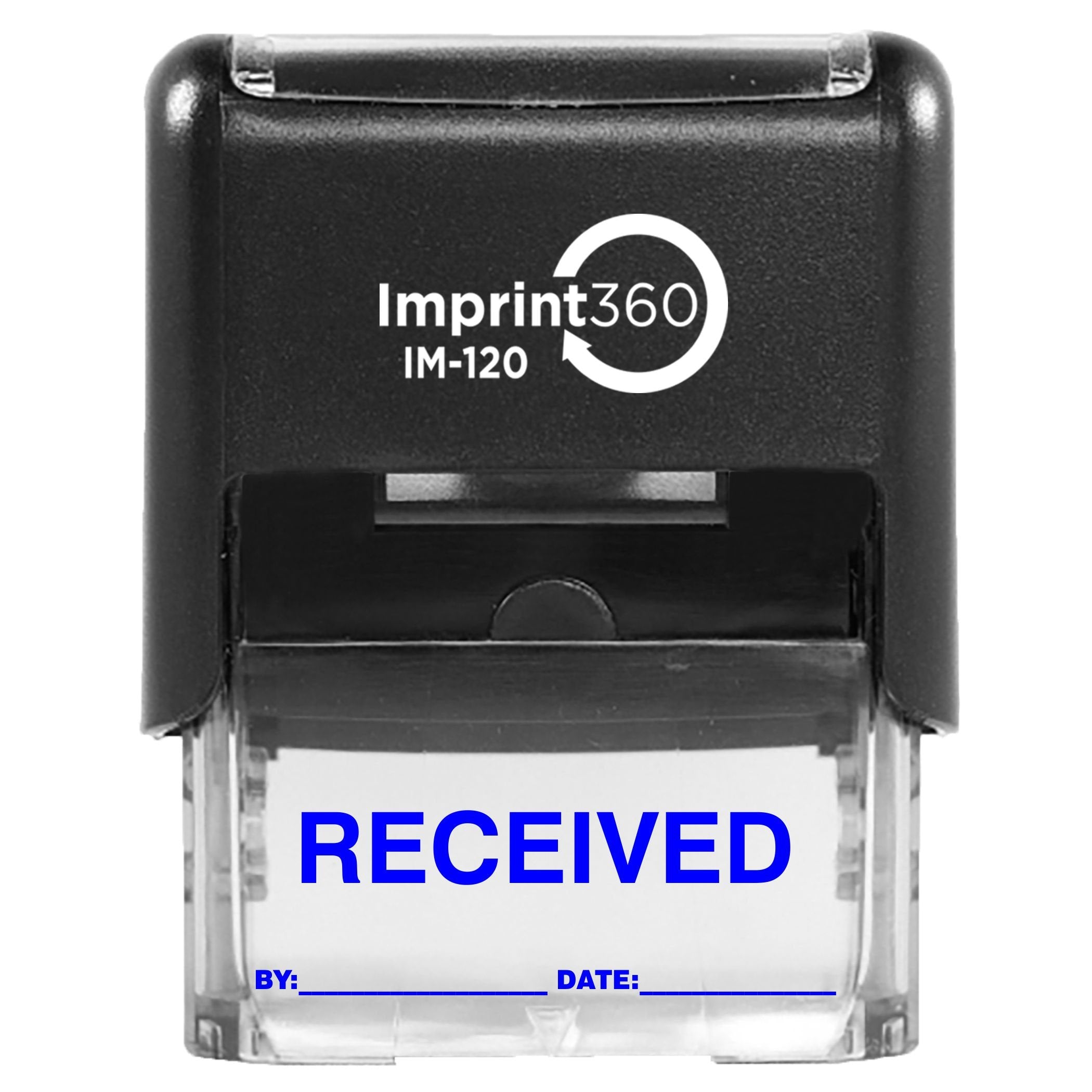 Supply360 As-Imp1104B - Received Stamp With By: & Date:, Blue Ink, Heavy Duty Commerical Self-Inking Rubber Stamp, 9/16' X 1-1/