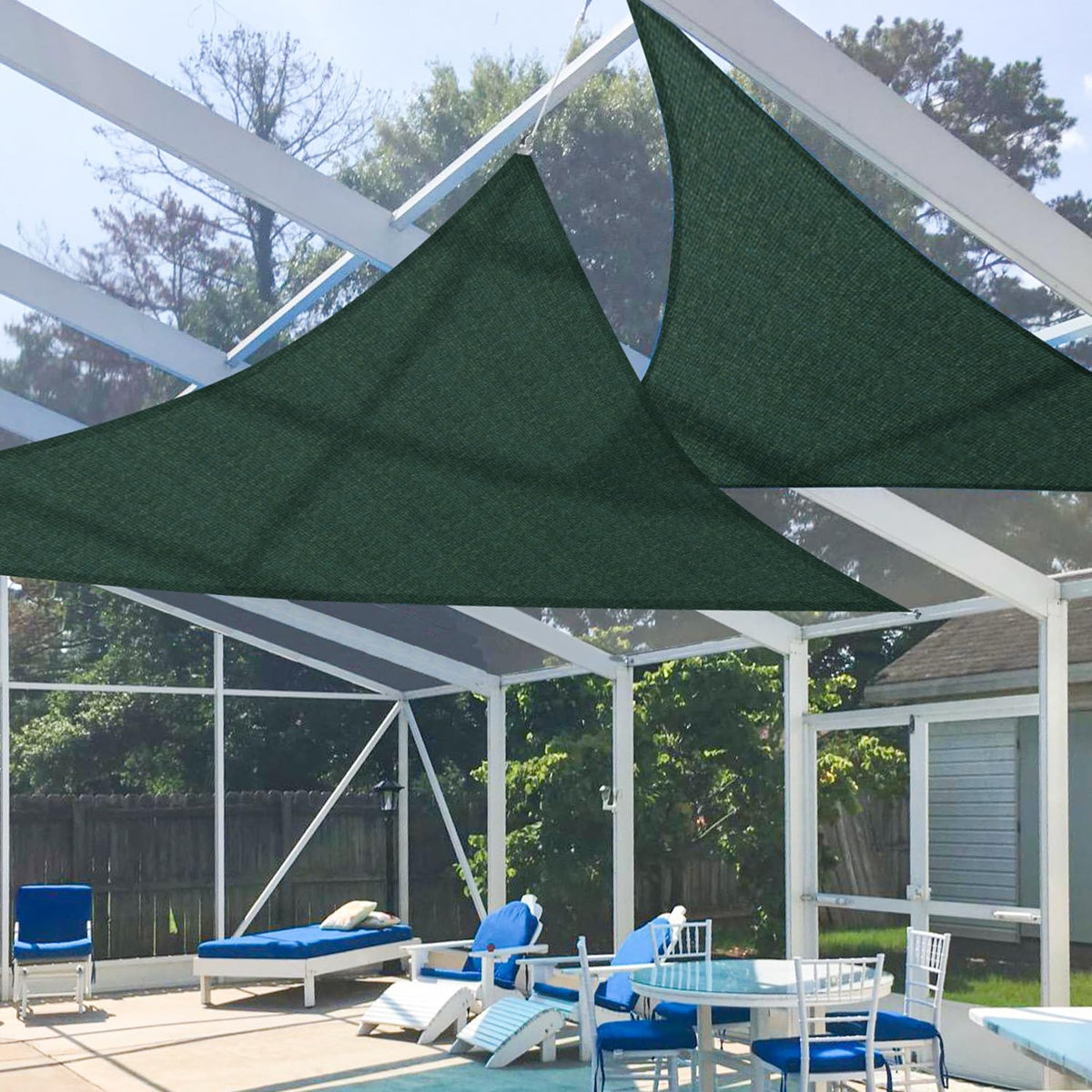 E&K Sunrise 10' X 19' X 21.5' Sun Shade Sail Right Triangle Canopy Shade Cover Uv Block For Patio Backyard Garden Outdoor (Green
