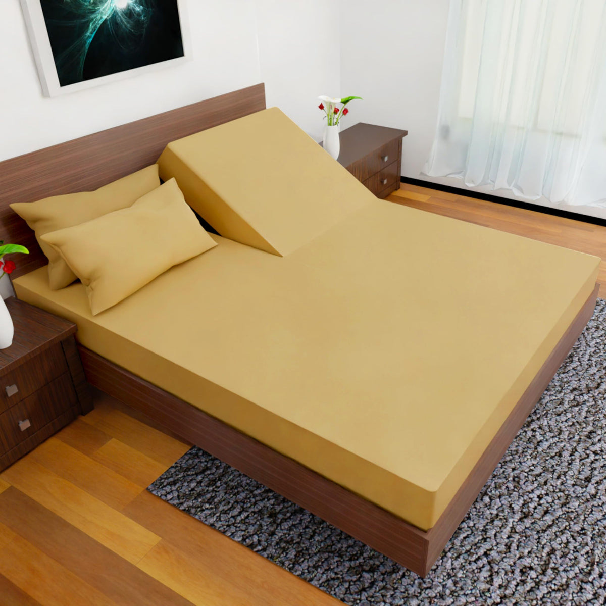 Royal Bliss 1900 Top Split King Royal Collection 1900 Egyptian Cotton Bamboo Quality Bed Sheet Set With 1 Fitted Sheet With 36In