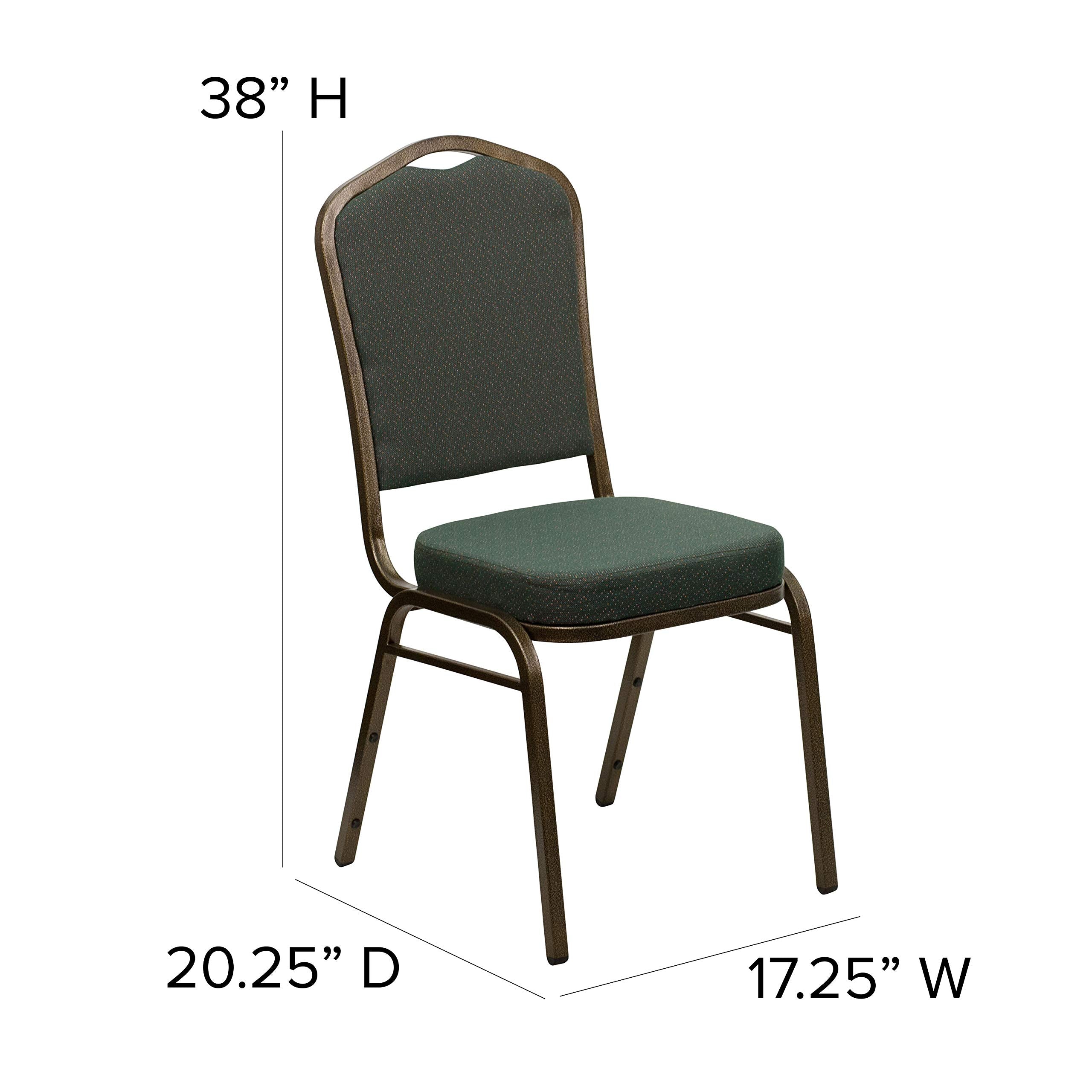 Flash Furniture HERCULES Series Crown Back Stacking Banquet Chair in Green Patterned Fabric - Gold Vein Frame