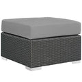 Modway EEI-1855-CHC-GRY Sojourn Wicker Rattan Outdoor Patio Sunbrella Fabric Ottoman in Canvas Gray