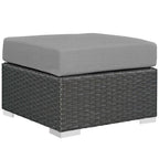 Modway EEI-1855-CHC-GRY Sojourn Wicker Rattan Outdoor Patio Sunbrella Fabric Ottoman in Canvas Gray