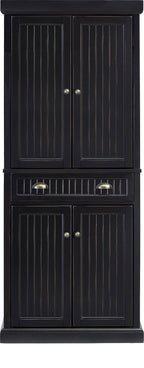 Crosley Furniture Seaside Coastal Pantry Storage Cabinet With Shelves, Kitchen, Dining, Or Laundry Room, Distressed Black