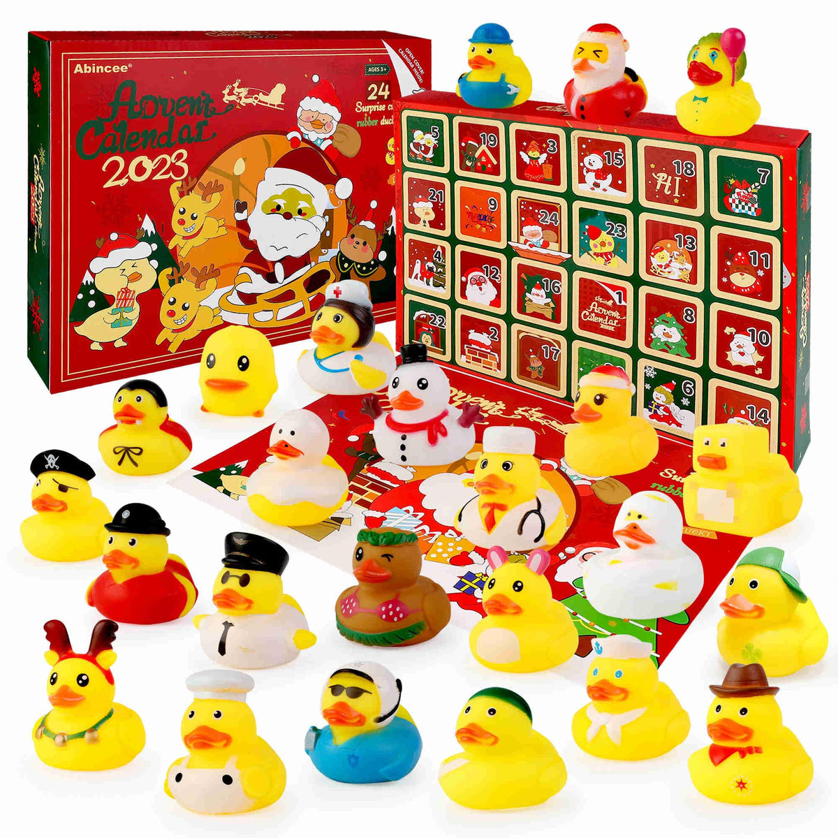 Abincee Advent Calendar 2024,24pcs Rubber ducks Christmas Countdown Calendar for Kids Adult,24 Days of Christmas Collectible Sur